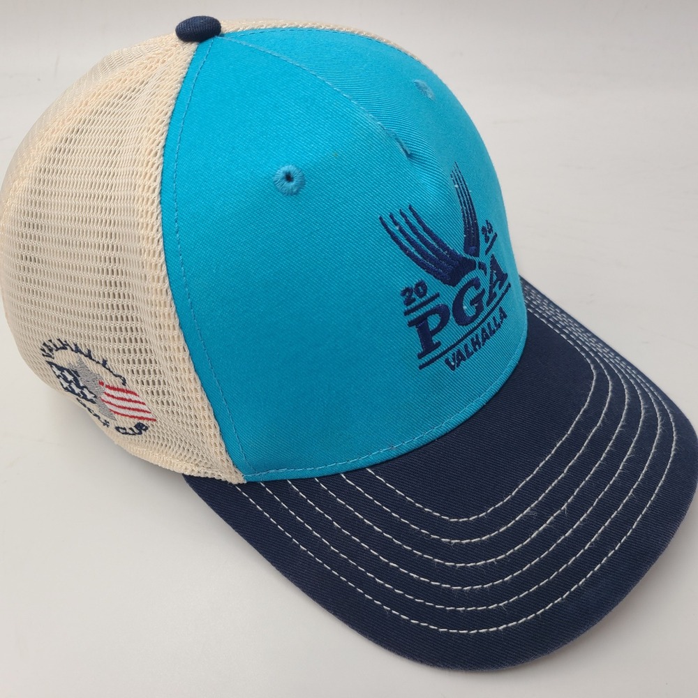 PGA Valhalla Hat Snapback Trucker Mesh Ahead Blue‎ White Golf Club 2024 Logo Men